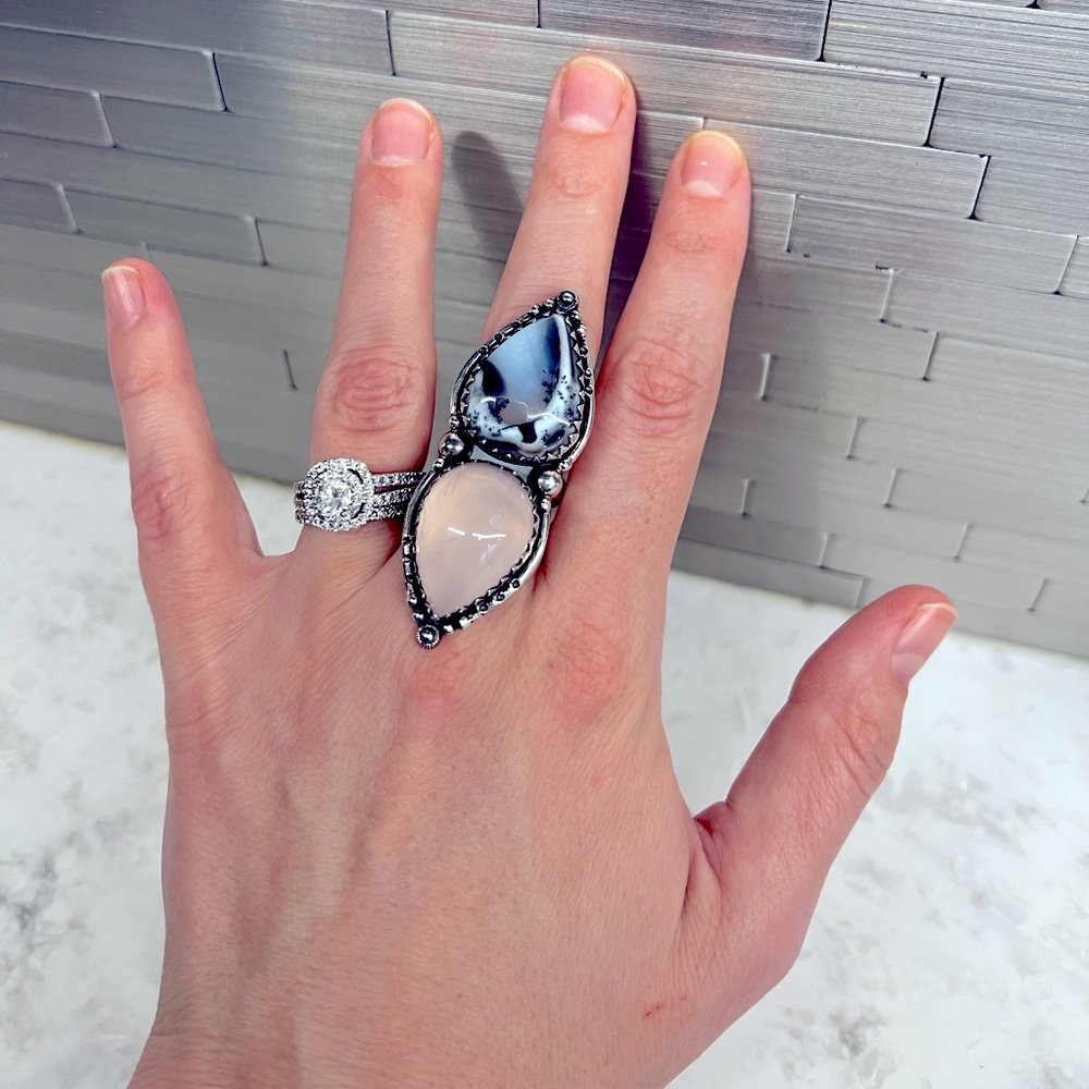 NEW Dendritic Opal & Rose Quartz Adjustable Crawler